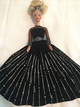 Happy Holidays Barbie 1998 Black Silver Dress Vintage