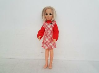 Vintage 1969 Ideal Kerry Growing Hair 18 " Doll In Red Plaid Jumper Dress