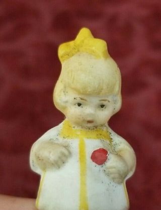 Vintage/antique German All Bisque Frozen Little Girl Doll Miniature 1 7/8 Inch