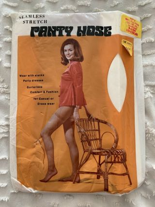 Vintage Seamless Stretch Panty Hose Suntone Medtall