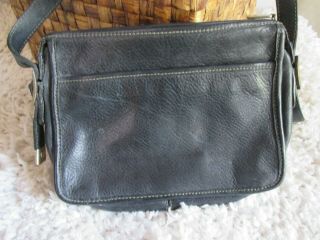 Vintage Fossil Black Leather Medium Crossbody Shoulder Bag Purse 2