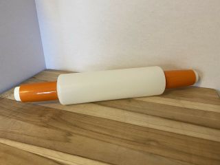 Vintage Tupperware Rolling Pin With Orange Handles,  Fill - & Chill 16 Inches