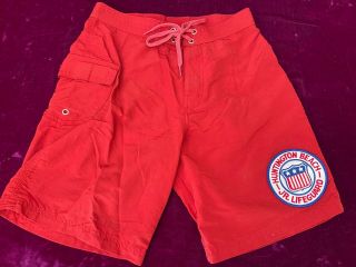 Rare Vintage Belshe Huntington Beach Jr Lifeguard Shorts Official Swimsuit Sz 28