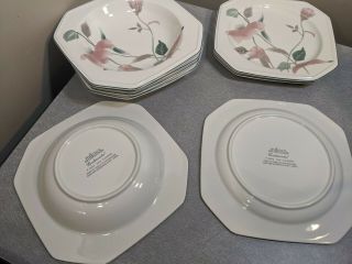 Set Of 5 Mikasa Continental Silk Flowers 8 3/8 " Soup Bowls,  3 Salad Plates