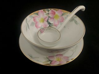 Noritake Azalea 19322 Pattern Whipped Cream Bowl,  Underplate & Ladle