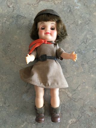 Vintage 1965 Effanbee Brownie Girl Scout Doll No Hat 8 Inches 6a