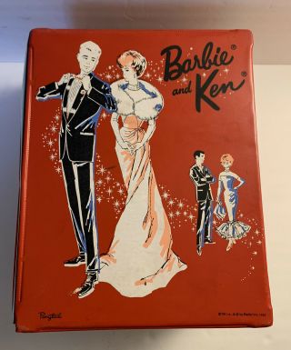 Vintage 1963 Barbie/ken Carrying Case Red Wardrobe Ponytail Mattel Doll Clothes
