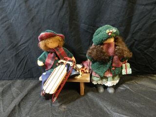 Lizzie High Handcrafted Wooden Dolls 2 Pc Peter Valentine & Theresa Valentine