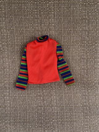 Barbie Vintage Red Silky Blouse With Striped Sleeves,  7703 United Airlines