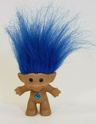 Vintage Russ Troll Doll Gem Belly Blue Hair And Eyes No Clothes