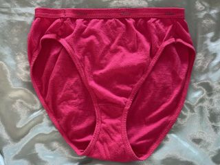 Hanes 7 L Fuchsia Cotton Bikini Panties Underwear Briefs Hi - Leg