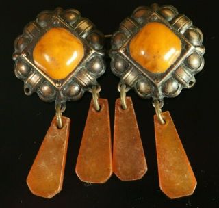Antique Old 4.  2 Gr Natural Baltic Amber Stone Brooch C889