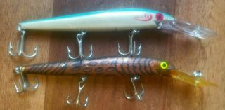 2 Vintage 6 " Crankbait Rebel Spoonbill Minnow Fishing Lures▪︎tough Colors