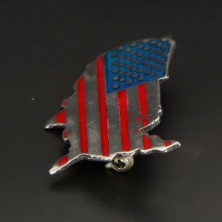 VTG Sterling Silver - United States of America Enamel GOD BLESS Brooch Pin - 5g 2