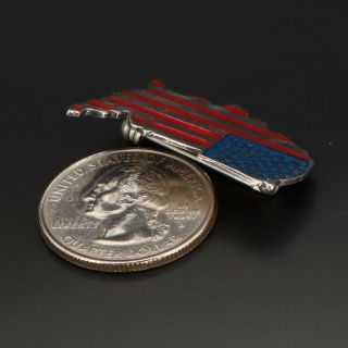 VTG Sterling Silver - United States of America Enamel GOD BLESS Brooch Pin - 5g 3
