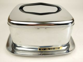 Vintage Lincoln Beautyware Chrome Cake Keeper/server - 13 In X 13 In - Retro
