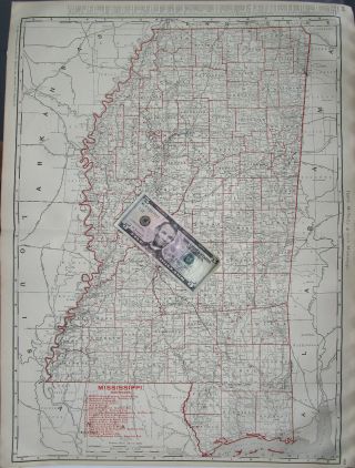 Ms Xl 1901 Mississippi Railroad Map Business Railways 1900s Moss Pt & Pascagoula