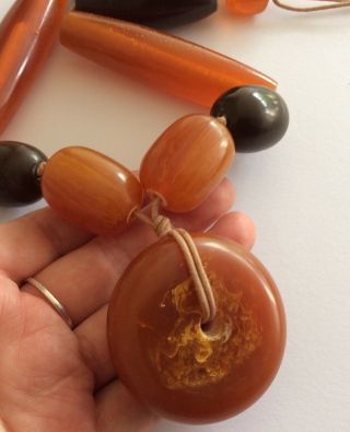 Vintage Jewellery Big Chunky Egg Yolk Copal Baltic Amber ? Unknown Bead Necklace