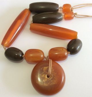 Vintage Jewellery Big Chunky Egg Yolk Copal Baltic Amber ? Unknown Bead Necklace 2