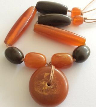 Vintage Jewellery Big Chunky Egg Yolk Copal Baltic Amber ? Unknown Bead Necklace 3