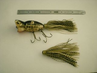 Vintage Fred Arbogast Hula Popper Topwater Fishing Lure W/ Tail,  1