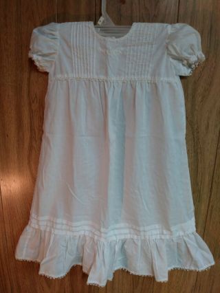 Vintage Christening Baptism Baby Gown Dress White Cotton Lace Embroidered