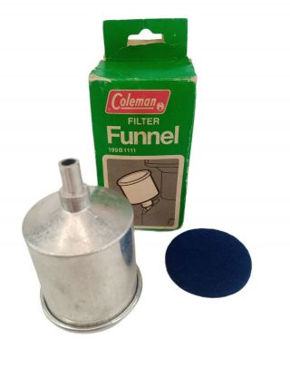 Vintage Coleman Lantern 199b1111 No 0 Metal Funnel W/ Blue Filter W/ Box