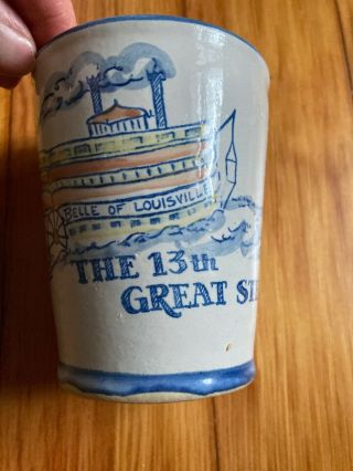 Louisville Stoneware Pottery Kentucky Derby Great Steamboat Race Cup 1975 13th