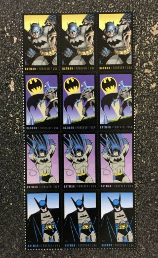 2014usa 4932 - 4935 Forever - Batman - Block Of 12 Postage Stamps Nh Comic