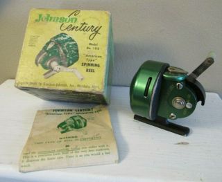 Vintage Johnson Century Model 100 Spinning Reel W/orig.  Box & Paper L@@k