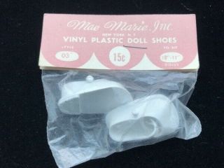 Mae Marie White Vinyl Doll Shoes For 10 - 11 " Dolls 1950 