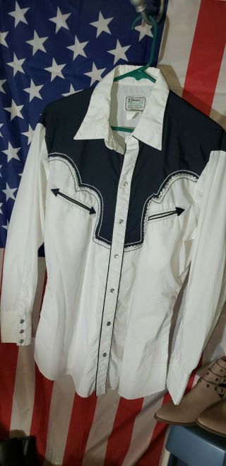 H Bar C Cowboy Western Pearl Snap Shirt.  Large U.  S.  A