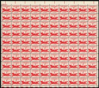 Transport Full Sheet Of One Hundred 6 Cent Airmail Postage Stamps Scott C39