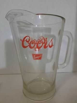 Vintage Coors Banquet Beer Pitcher 1970s Clear Heavy Glass Pitcher