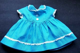 Sweet Vintage Turquoise Doll Dress For Tiny Tears Type Doll Fits 16 " Tall Doll