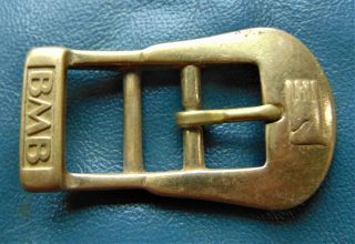 Antique Large Solid Brass Belt Buckle Stamped " Bmb " Stamped With A Hand