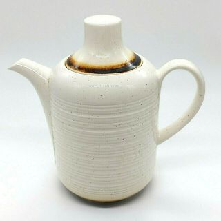 Vintage Earthenware Celtic Atlantis Tea Pot W/lid White W/brown Specks