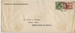 1934 Australia To Ohio American Consular Service Cover [y2724]