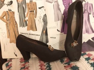 Vintage 40s Shoes Peep Toes Naturalizer &clips Sexy Sweet