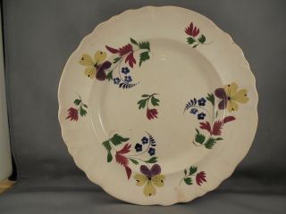Old Antique 19th C Stick Spatter Style Staffordshire Pansy Plate 9 "