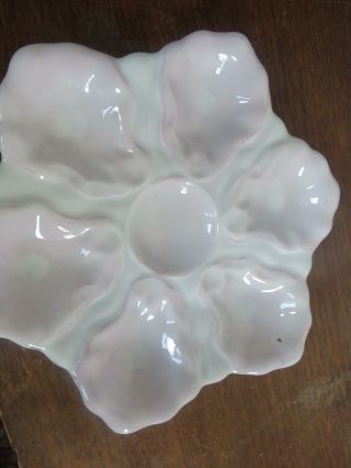 Sweet Soft Pink & White Porcelain 9 " Oyster Plate 6 Depressions