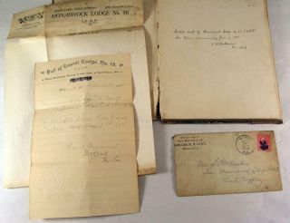 Antique 1915 Hampshire Masonic Lodge Odd Fellows Ledger Record Book