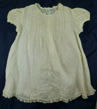 Vintage 40/50 Newborn Pale Yellow Hand Made Gown Pin Tuck Embroidery Philippines