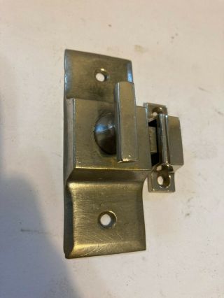 Old Rare Unique Chrome Plate Cast Brass Cabinet Cupboard Hoosier Door Latch Lock