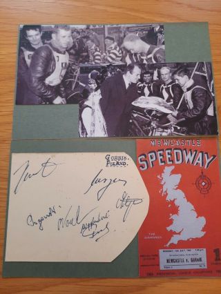 7 Gornik Poland Speedway Riders Vintage Autographs At Newcastle 1965