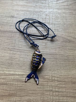Vintage Blue,  White,  And Gold Articulated Koi Gold Fish Antique Charm Moves