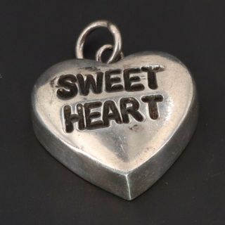 Vtg Sterling Silver - Fas Solid Sweet Heart Love Romance Pendant - 5g