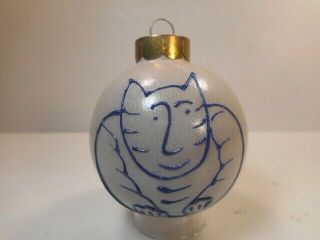 David Eldreth Pottery 1997 Stoneware Primitive Kitty Cat Christmas Ornament 10