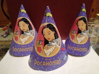 Disney Pocahontas Birthday Hats Supplies X3 Vintage 1995 Rare Version Hallmark