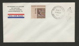 Us 1958 7c Prexie 1st Day Of Airmail Rate